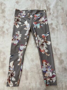 Athleta Gray Floral Print Kids Leggings